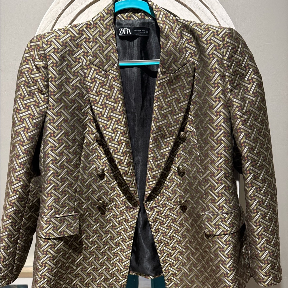 Vintage Zara Geometric green and purple Blazer size XL